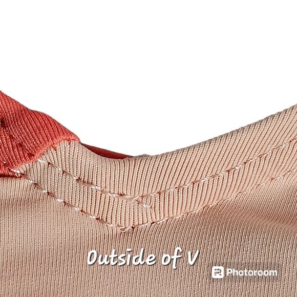 Vince Camuto Surplice Wrap Tie One Piece Swimsuit Women's 14 Coral Colorblock - Picture 7 of 13